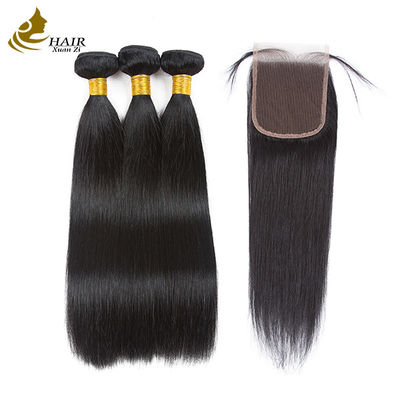 গুণ  Unprocessed Brazilian Remy Human Hair Extensions Straight Bundles With Closure কারখানা