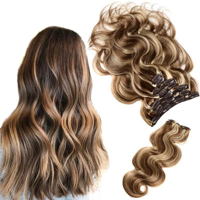 গুণ  Malaysian Weave Seamless Clip In Hair Extensions Smooth And Soft কারখানা