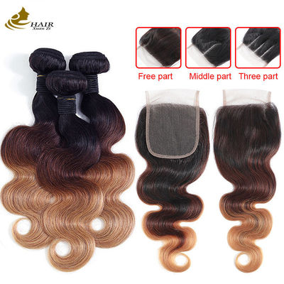 গুণ  1b 4/27 Curly Honey Blonde Brazilian Hair Extensions Ombre কারখানা