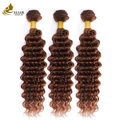 গুণ  Peruvian Hair Deep Curl Copper 33# Brown color virgin Human Hair weft Bundles কারখানা
