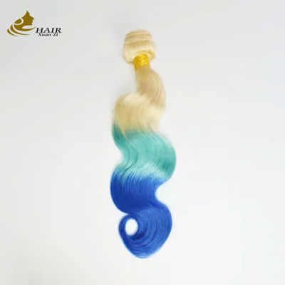 কাস্টমাইজড Ombre মানব চুল এক্সটেনশান Bouncy বেগুনি নীল রঙের