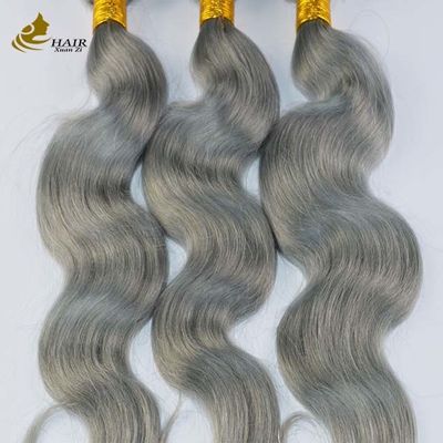 ধূসর ছায়া মানব চুল এক্সটেনশান বন্ধ সঙ্গে 26 ইঞ্চি bundles