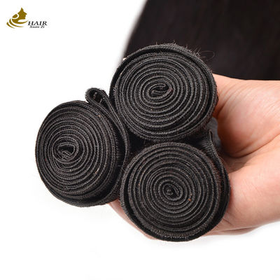 অপ্রক্রিয়াকৃত 100 কুমারী চুল মানব বান্ডিল প্রাকৃতিক রঙ বন্ধক সহ সোজা চুলের প্লাস্টিক