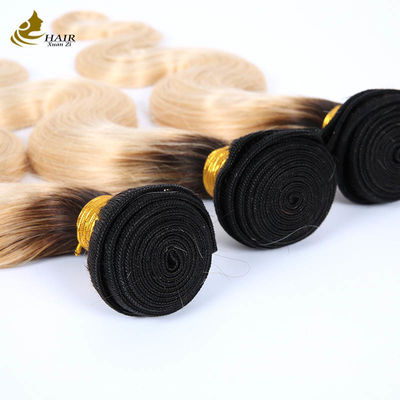 1B শ্বেত ছায়া মানব চুল এক্সটেনশান রেমি Weave উইগ বন্ধ সঙ্গে বান্ডিল