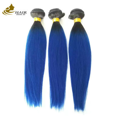 মেয়ে কাঁচা ব্রাজিলিয়ান Ombre মানব চুল এক্সটেনশান বান্ডিল নীল 1B