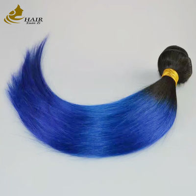 মেয়ে কাঁচা ব্রাজিলিয়ান Ombre মানব চুল এক্সটেনশান বান্ডিল নীল 1B