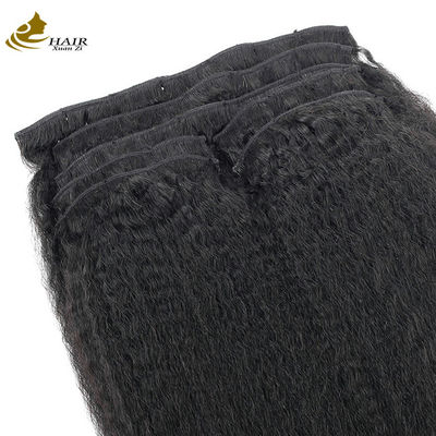 প্রাকৃতিক কালো চুল এক্সটেনশান ওয়েভ ক্লিপ ইন লং Kinky সোজা ODM