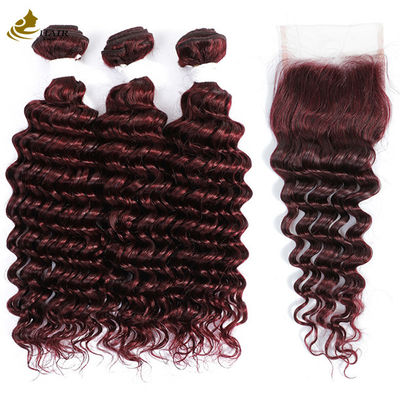 Ombre 99J গ্লিসহীন বার্গন্ডি উইগ মানব চুল এক্সটেনশান গভীর তরঙ্গ