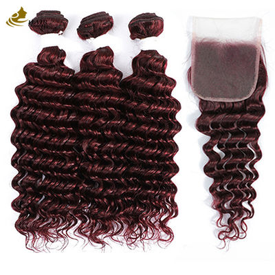 Ombre 99J গ্লিসহীন বার্গন্ডি উইগ মানব চুল এক্সটেনশান গভীর তরঙ্গ
