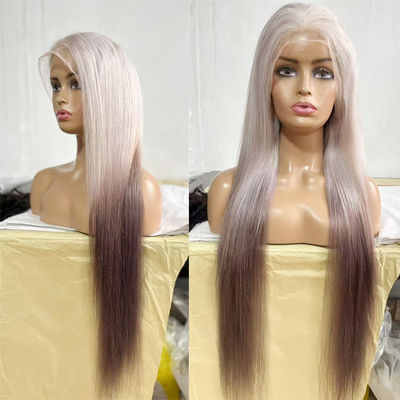 গরম বিক্রয় সিলভার গ্রে স্বচ্ছ লেইস ফ্রন্টাল উইগস সোজা 100 ভার্জিন হিউম্যান হেয়ার লেইস উইগস কালো মহিলাদের জন্য ফুল