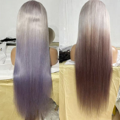 ইউরোপীয় উইগ নতুন লম্বা বেগুনি গ্রেডিয়েন্ট হালকা ধূসর ফ্রন্ট লেস উইগ