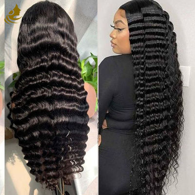 13*4 ল্যাসে গভীর কোঁকড়ানো তরঙ্গ মানব চুলের উইগ প্রাকৃতিক কালো কুমারী চুলের উইগ