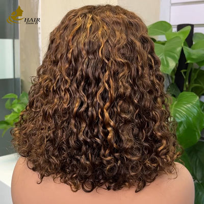 শিক্ষানবিস বন্ধুত্বপূর্ণ জল তরঙ্গ ন্যূনতম লেইস আঠালোহীন সংক্ষিপ্ত কোঁকড়ানো উইগ