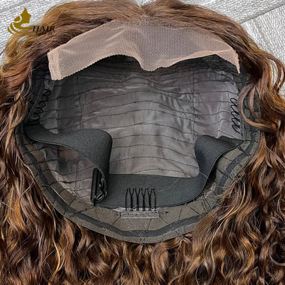 শিক্ষানবিস বন্ধুত্বপূর্ণ জল তরঙ্গ ন্যূনতম লেইস আঠালোহীন সংক্ষিপ্ত কোঁকড়ানো উইগ