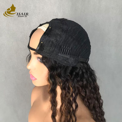 ইউ-আকৃতির লম্বা কোঁকড়ানো তরঙ্গ 1 বি / 4/27 রঙিন কাস্টমাইজড মানব চুল উইগ