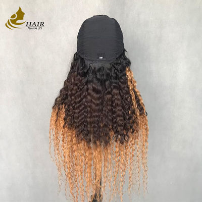 ইউ-আকৃতির লম্বা কোঁকড়ানো তরঙ্গ 1 বি / 4/27 রঙিন কাস্টমাইজড মানব চুল উইগ