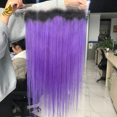 T1b/Purple Virgin Human Straight Hair 13*6 হালকা বাদামী দাড়ি দিয়ে লেইস ফ্রন্ট বন্ধ
