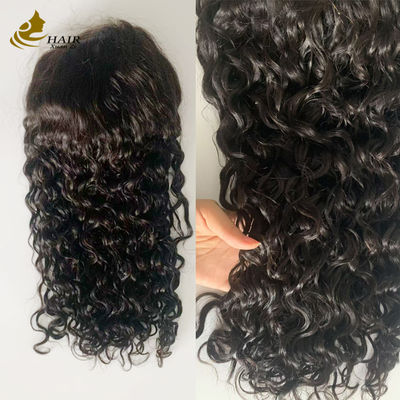 250% ঘনত্ব 20 ইঞ্চি প্রাকৃতিক কালো জল ঢেউ HD 13 * 6 গ্লিসহীন পূর্ণ লেইস উইগ সঙ্গে প্রাকৃতিক পূর্ণ চুল লাইন